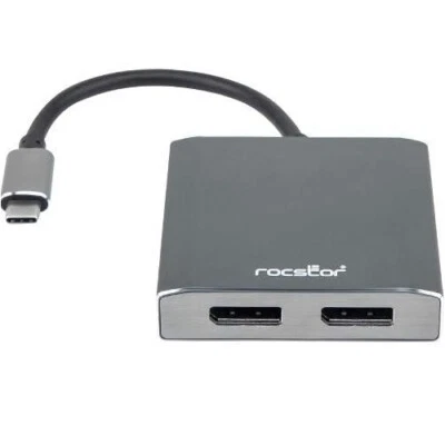 Rocstor Y10A201-A1 Premium USB-C to Dual DisplayPort Multi Monitor Adapter - Image 1 of 2
