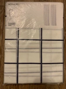 IKEA Rosalill Curtains 1 Pair White & Blue  NEW 57x98 604.280.37 - Picture 1 of 2