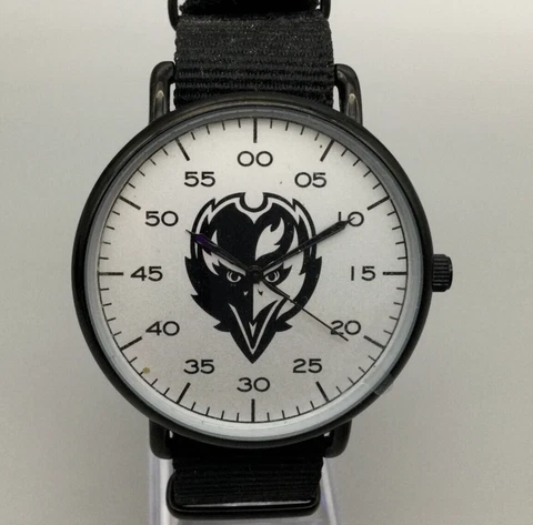 Baltimore Ravens NFL Watch Men Black Tone Sparo Nylon Band New Battery Cover