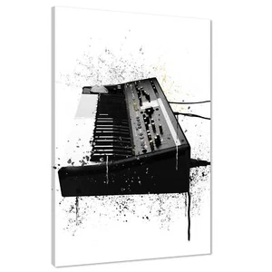 Synthesizer Keyboard Canvas Wall Art Picture Black and White Music Themed - Picture 1 of 13