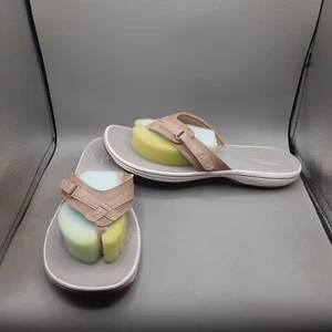 Clarks Breeze Sea Flip-Flop Women's 12M Beige Taupe Sandals Thong - Picture 1 of 11