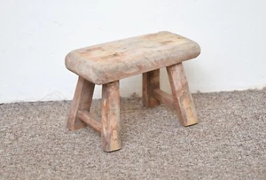 small vintage wooden milking stool rustic Scandinavian style - FREE POSTAGE - Picture 1 of 8
