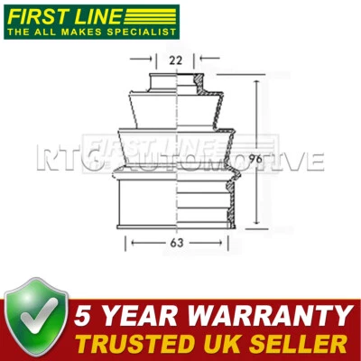 First Line Front Rear Inner Outer CV Joint Boot Set Fits Austin Mini 1959-1993 - Image 1 of 3