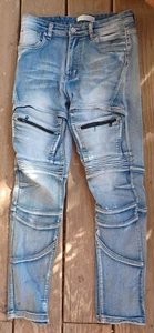 Refinery Republic Moto Youth Jeans Zipper Knees Paint Distressed Skinny 12 26x25 - Picture 1 of 10