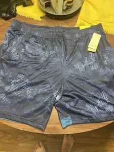 All In Motion Men's Athletic Shorts 7'' inseam XXL 2XL Blue Palm Print - Picture 1 of 3