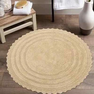 Royal Blaze Bath Mat Crochet Reversible Washable Border Plush Rug - Round 30" - Picture 1 of 48