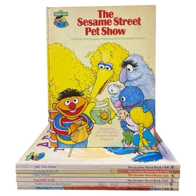 Sesame Street Book Club Hardcover Lot x8 Vintage Kids Books Ernie Big Bird - Image 1 of 4