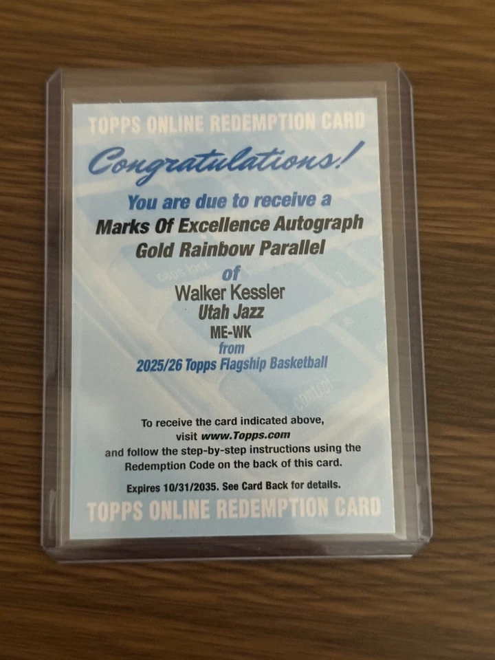 2025-26 Topps Walker Kessler Redemption Auto MARKS OF EXCELLENCE GOLD RAINBOW/50 - Image 1 of 2