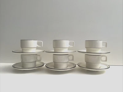 Vintage MCM Pagnossin Earthenware 6 Espresso Cups & Saucers made in Italy NOS! - Image 1 of 4