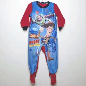 Vintage Toy Story Buzz Lightyear Woody Y2K Footed Fleece Pajamas Size 24 Months  - Picture 1 of 9