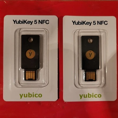 New  2  Yubico YubiKey 5 NFC Security Keys NFC RoHS  2nd Important Backup Safely - Image 1 of 4