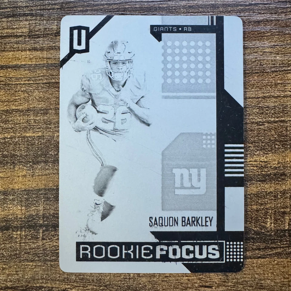2018 Panini Unparalleled Saquon Barkley Rookie Focus Black Printing Plate 1/1 RC - Image 1 of 2