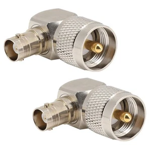 2x UHF Male PL-259 To BNC Female Adapter 90° Connector Converter For Coaxial FY - Zdjęcie 1 z 7