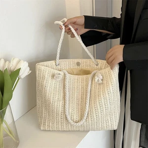 Bohemian Stroh Beuteltasche Tasche große Kapazität gewebt Strand Handtasche Sommer Handtasche - Bild 1 von 20