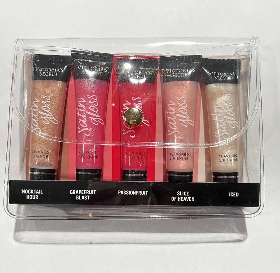 Victoria's Secret 5 Pc Satin Gloss Flavored Lip Shine Gift Set 0.46 oz, Rare New - Image 1 of 3