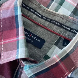 Chemise homme Casa Moda grande coupe confort boutonnée manches longues coton carreaux plaid - Photo 1/3