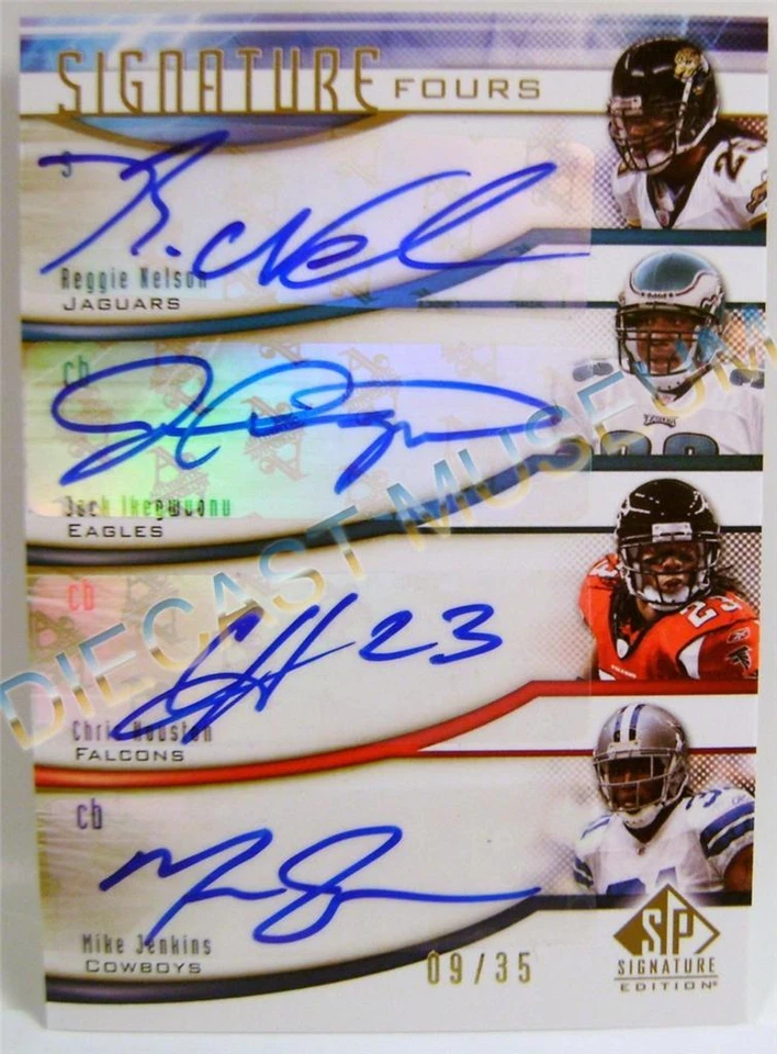 QUAD 4 AUTO SP SIGNATURE CHRIS HOUSTON MIKE JENKINS JACK IKEGWUONU REGGIE NELSON - Image 1 of 1