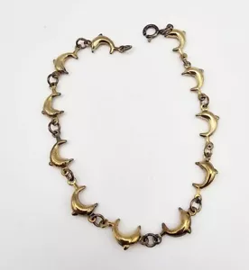 14K Gold Plated Dolphin Link Bracelet - Picture 1 of 3