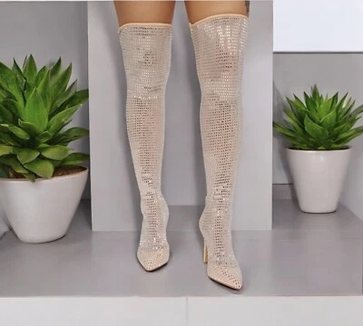 Botas con estrás por encima de la rodilla - Talla 7 Foto 1 de 4