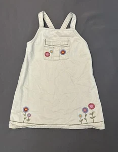 Vintage Gymboree Girls Overall Jumper Dress Khaki w/Embroidered Flowers-Sz 4 - Picture 1 of 8