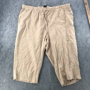 Basic Editions Pants Womens Sz 3X NWT Tan Pull On Drawstring Crop Pedal Pusher - Picture 1 of 13