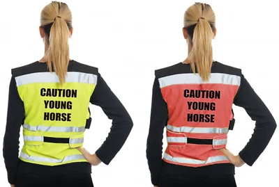 Equisafety Luftweste Vorsicht Jungpferd verstellbar Hi-Vis Tabardweste M-XXL