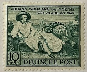 Germany Stamp American Zone 1949 - Birth Bicentenary of Goethe (poet) - Picture 1 of 2