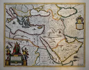 ARABIA - TURKISH EMPIRE, TVRCICVM IMPERIVM BY W. BLAEU CIRCA 1634. - Picture 1 of 2