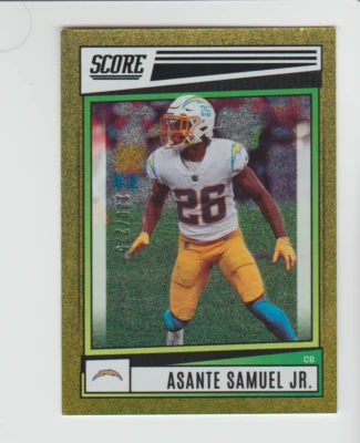 2022 Score Gold Dots #140 Asante Samuel Jr. card, Los Angeles Chargers #/225 - Image 1 of 2