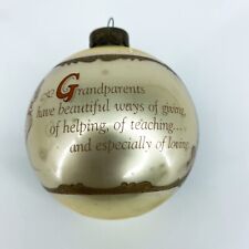 Vintage Hallmark Ornament for Grandparents Gold Glass Ice Skaters Keepsake 1980