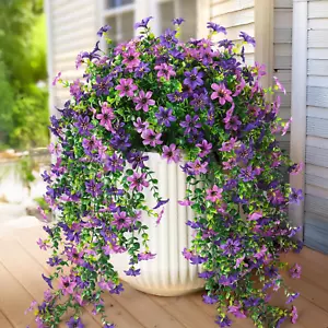 Artificial Fake Hanging Flowers Plants for Outdoor Spring Decoration,2 PCS Faux - Picture 1 of 6