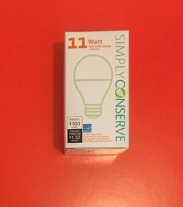 Simply Conserve 11 Watt (75 watts)  LED Dimmable Lamp A19 1100 Lumens  NEW - Picture 1 of 4