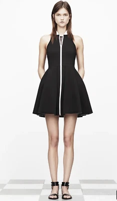 T by Alexander Wang Neoprene Collared Tank Black Zip Front Dress Size Small - Image 1 of 4