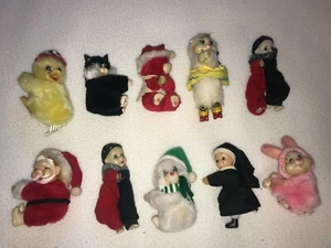 Topper a matita vintage suora giullare anatra Babbo Natale coniglietto gatto (lotto di 10) - Foto 1 di 4