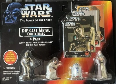 PACK DE 4 FIGURAS COLECCIONABLES DE METAL FUNDIDO A PRESIÓN STAR WARS EL PODER DE LA FUERZA 1995 Foto 1 de 2