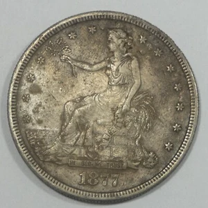 Dólar comercial 1877-S dólar de plata extra fino ~ marcas superficiales - Imagen 1 de 4