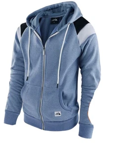 Men's Full Zip Fleece Hoodie zippered Color Block hooded Long Sleeve 3xl L. Blue - Picture 1 of 2