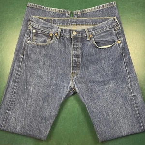 VTG Y2K Levis 501 Button Fly Jeans Men’s 34x36 Blue Medium Wash Rodeo Western - Picture 1 of 10