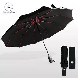 Mercedes Benz Windproof Umbrella Folding Automatic Black AntiUV Merc Accessories - Picture 1 of 8