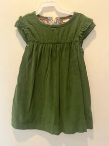 Mini Boden Girls Dress Ruffle Cap Sleeve Green Corduroy Floral Lined Size 4-5Y - Picture 1 of 5
