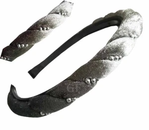 HAARREIF - SAMT SILBER PERLEN Haarband Weich Kunststoff Angenehm SOFT ALICE BAND - Bild 1 von 4
