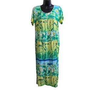 Jams World Hawaiian Green Maxi Dress Size S Les Marguerites - Picture 1 of 7