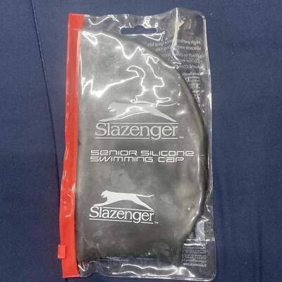 Slazenger Silicone Swimming Cap seniors in Black Brand new R.R.P £7.99   . - Image 1 of 2