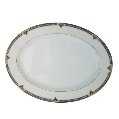Plato de servir ovalado Noritake Glendive de colección 14" x 10,5" Japón flores raras Foto 1 de 4