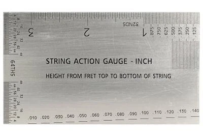 Guitar String Action Setup Gauge Inch Ruler.  With conversion chart on back.   - Image 1 of 3