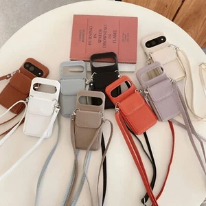 Crossbody Strap Card Leather Case For Google Pixel 9 8 Pro XL 7 6 9 Pro 8A Cover - Picture 1 of 20