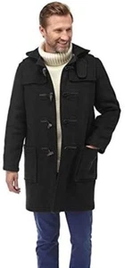 $274 BEN SHERMAN 'MOD' WOOL BLEND TOGGLE BUTTON CLASSIC BLACK DUFFLE COAT 4 (XL) - Picture 1 of 24