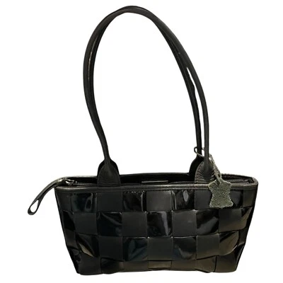 Boots N Bags Genuine Leather Rectangular Handbag Checkerboard Black Columbia - Image 1 of 4