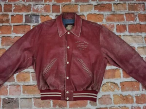 REDSKINS Vintage Leather Jacket Washigton University US Champs Red Size: XL Tip - Picture 1 of 10