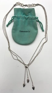Tiffany & Co Sterling Silver Lariat Dangle Leaf 3 Necklace Sterling Silver 18" - Picture 1 of 11